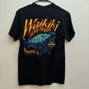 Harley Davidson Waikiki Honolulu Hawaii Black Tee Shirt Crewneck small